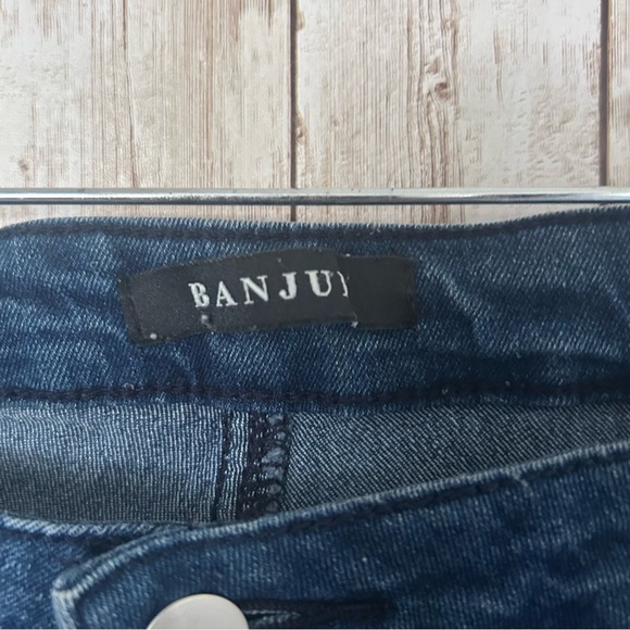Banjul Blue Flare Wide Leg Jeans with Raw Hem - Picture 4 of 11